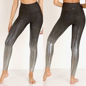 Beyond Yoga Drip Dot High Waisted Midi Legging Black + Antique Gold Medium